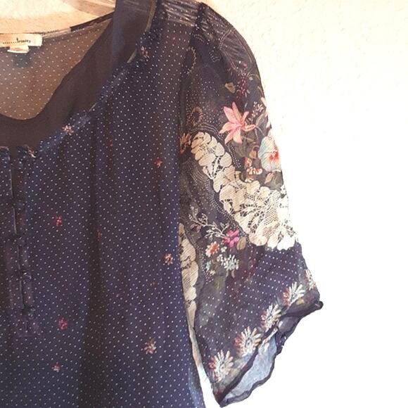 Anthropologie Trinity Purple 100% Silk Empire Waist 90s Sheer Floral Mini-Dress - Picture 7 of 15